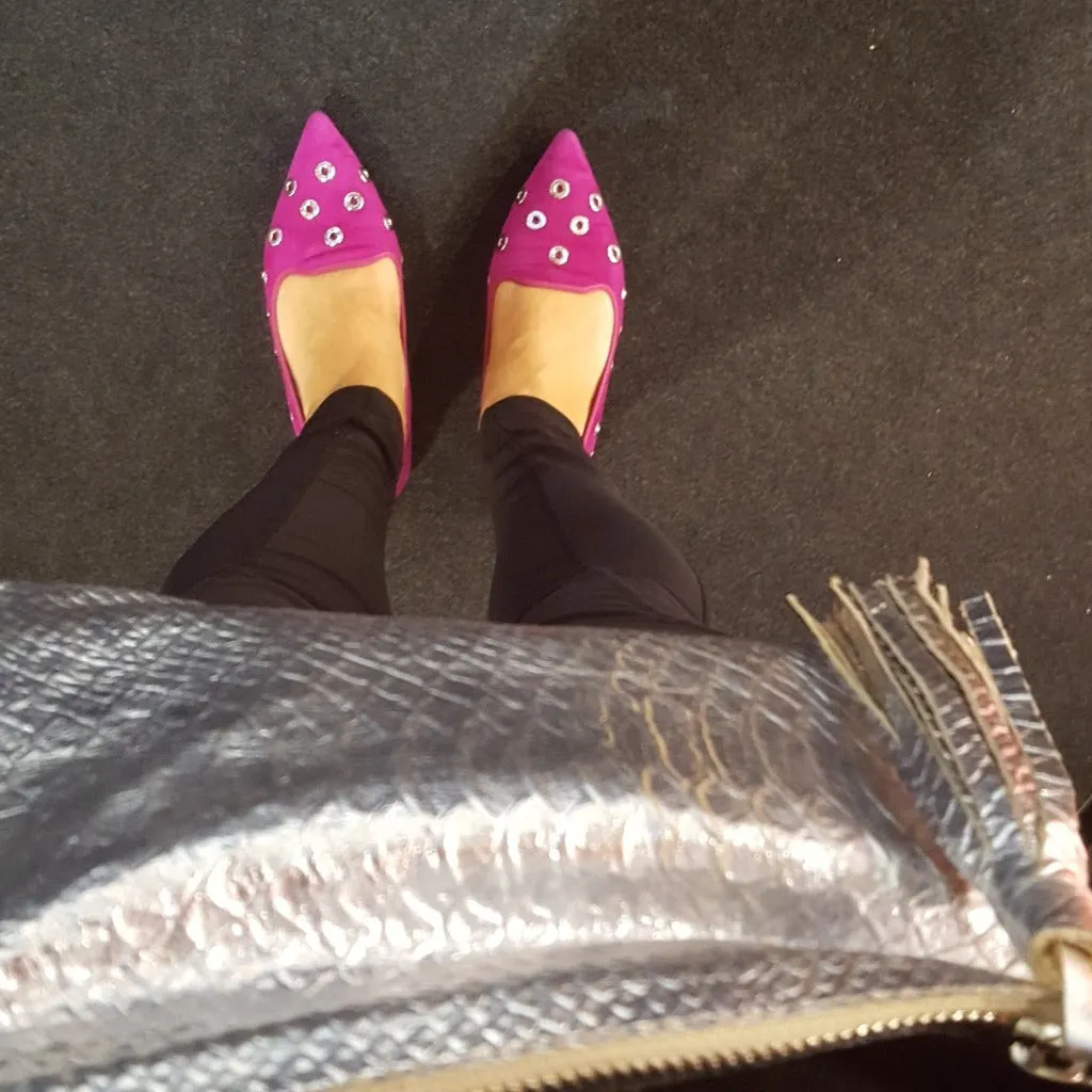 Ella vip violet leather loafers with silver moonlight details