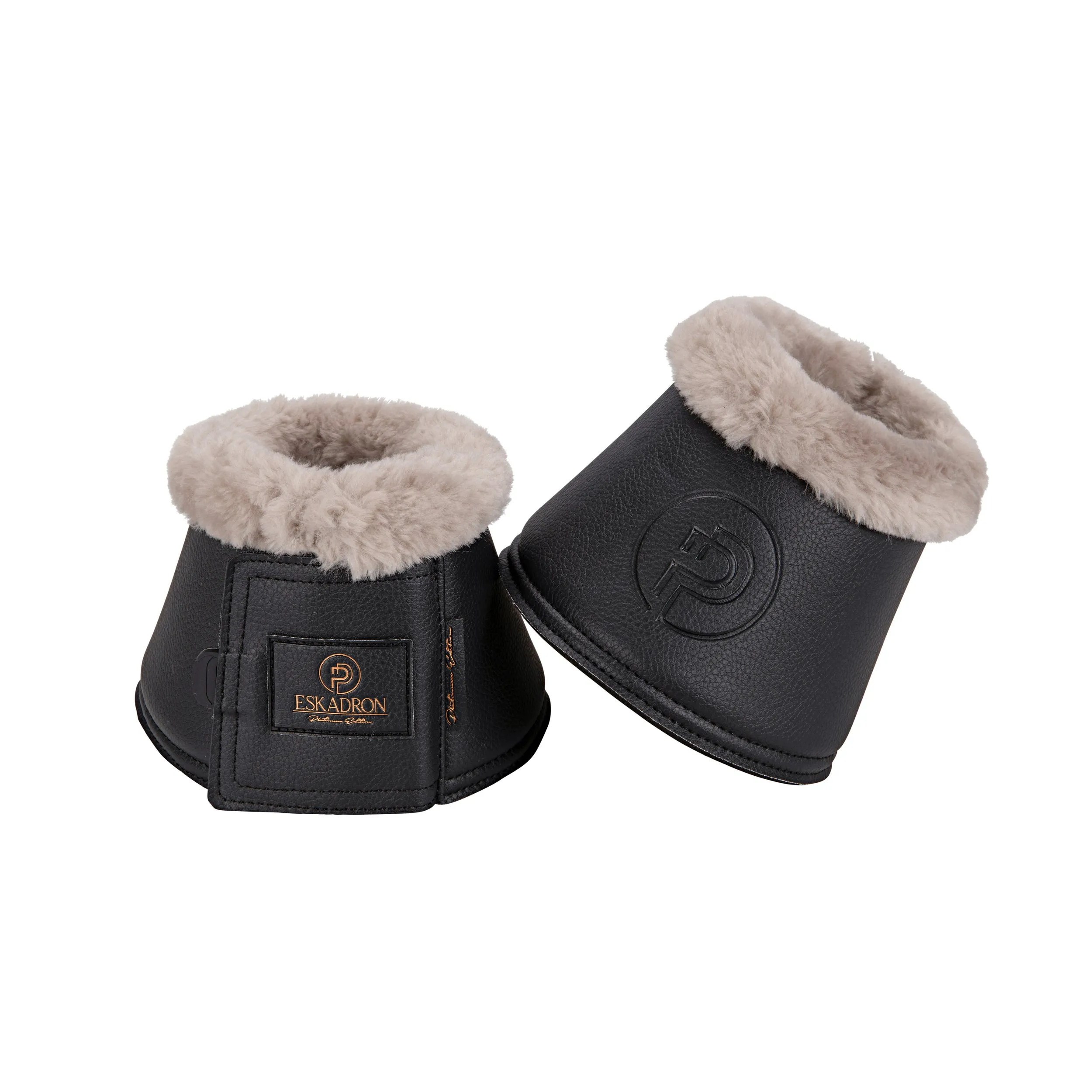 Eskadron Platinum Black leather effect faux fur overreach boots