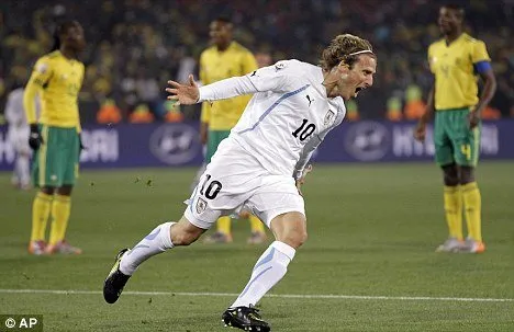 Forlan Uruguay Puma 2010 WORLD CUP Away Soccer Jersey M
