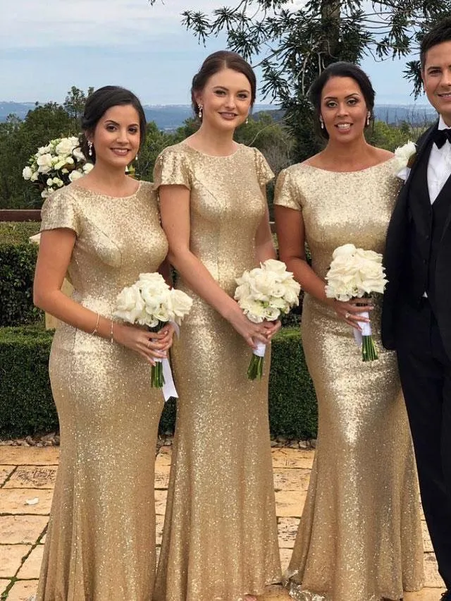 Free Custom Sequin Sparkly Simple Most Popular High Quality Unique Bridesmaid Dresses, PD0536