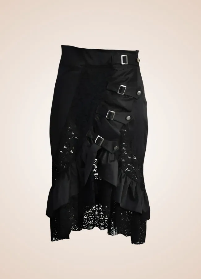 Front Buckle Steampunk Skirt
