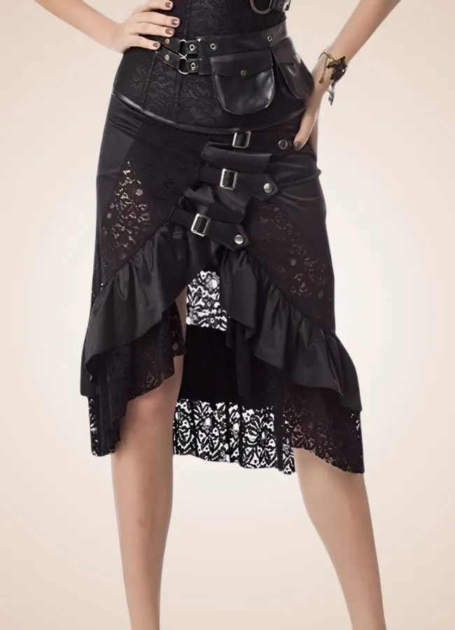 Front Buckle Steampunk Skirt