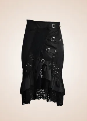Front Buckle Steampunk Skirt