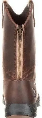 Georgia Men's Athens 11" Soft Toe Pull On Zipper Work Boot- Brown- GB00226