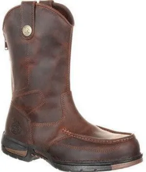 Georgia Men's Athens 11" Soft Toe Pull On Zipper Work Boot- Brown- GB00226