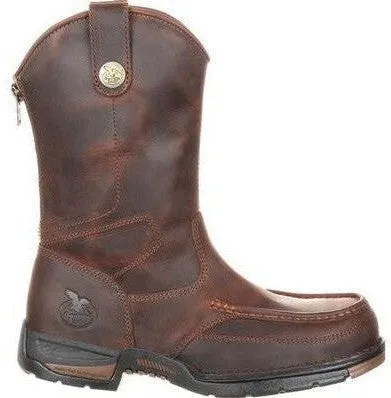 Georgia Men's Athens 11" Soft Toe Pull On Zipper Work Boot- Brown- GB00226