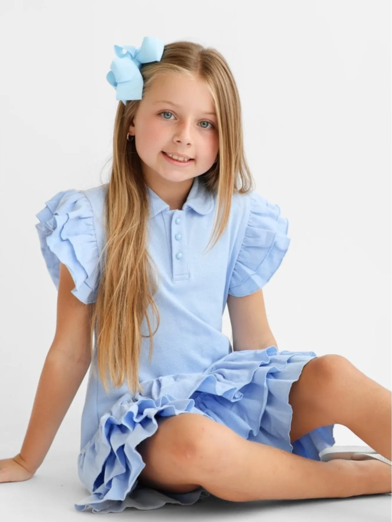 Girls 'Sian' Polo Dress - Blue