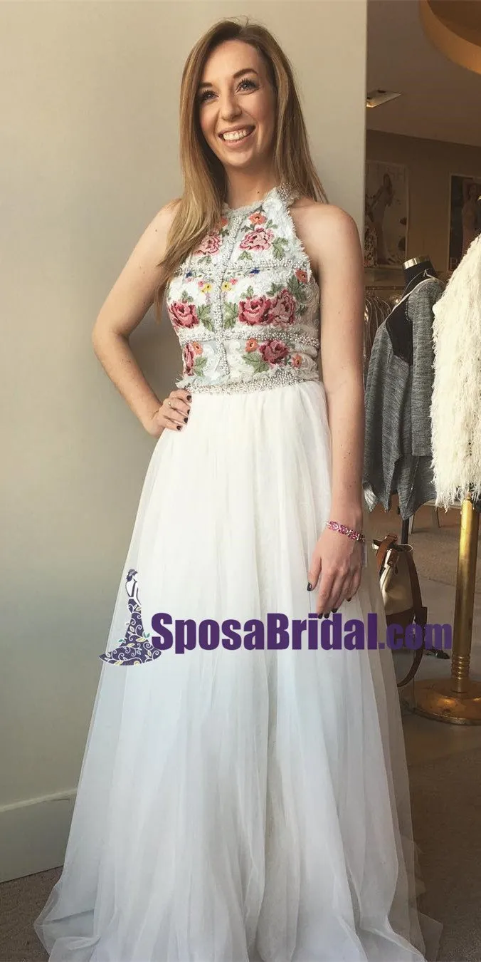 Gorgeous Two Piece White Pink Most Popular Long Prom Dresses, Best Sale dress for party, PD0759