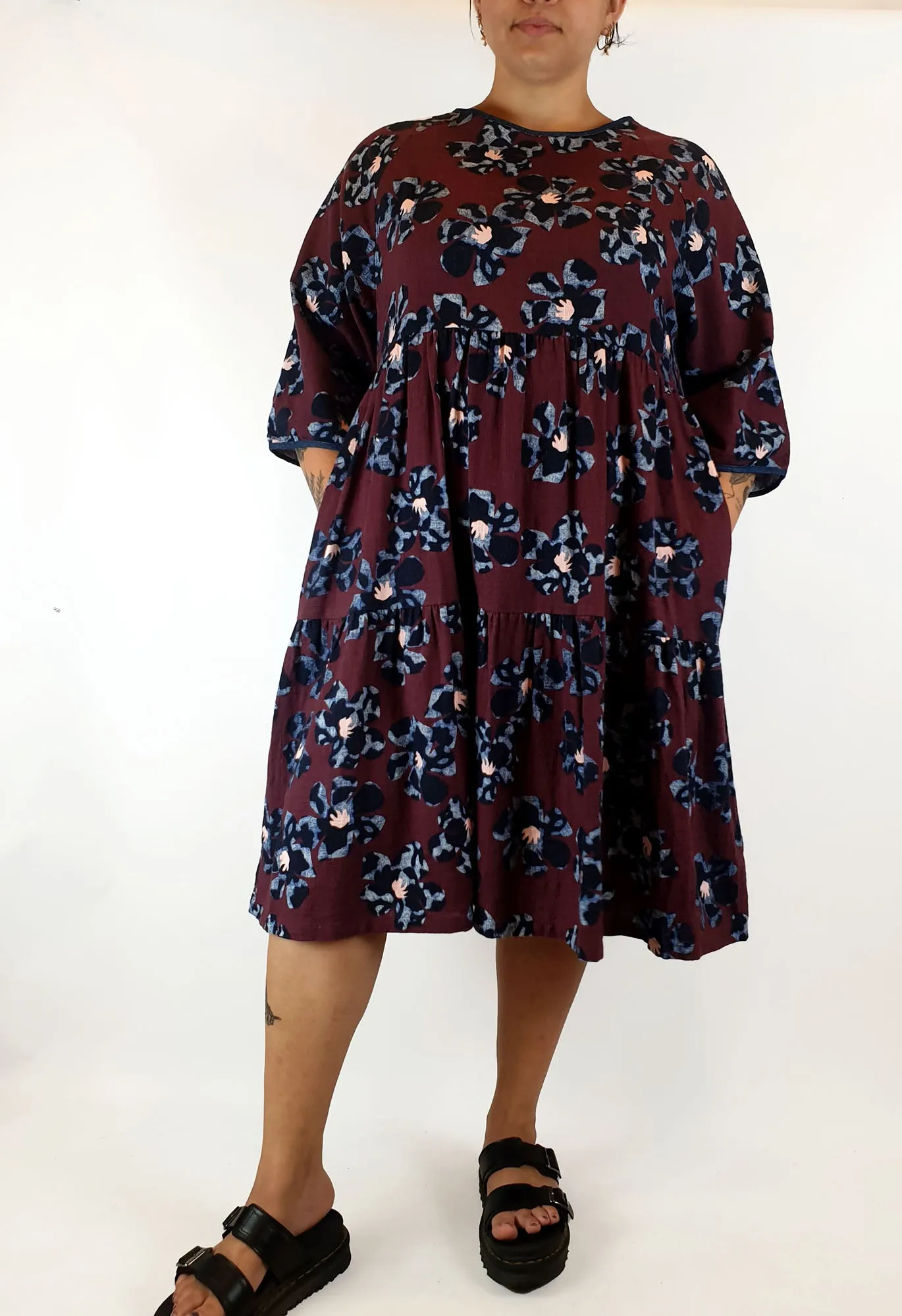 Gorman red flower 3/4 sleeve cotton dress size 14
