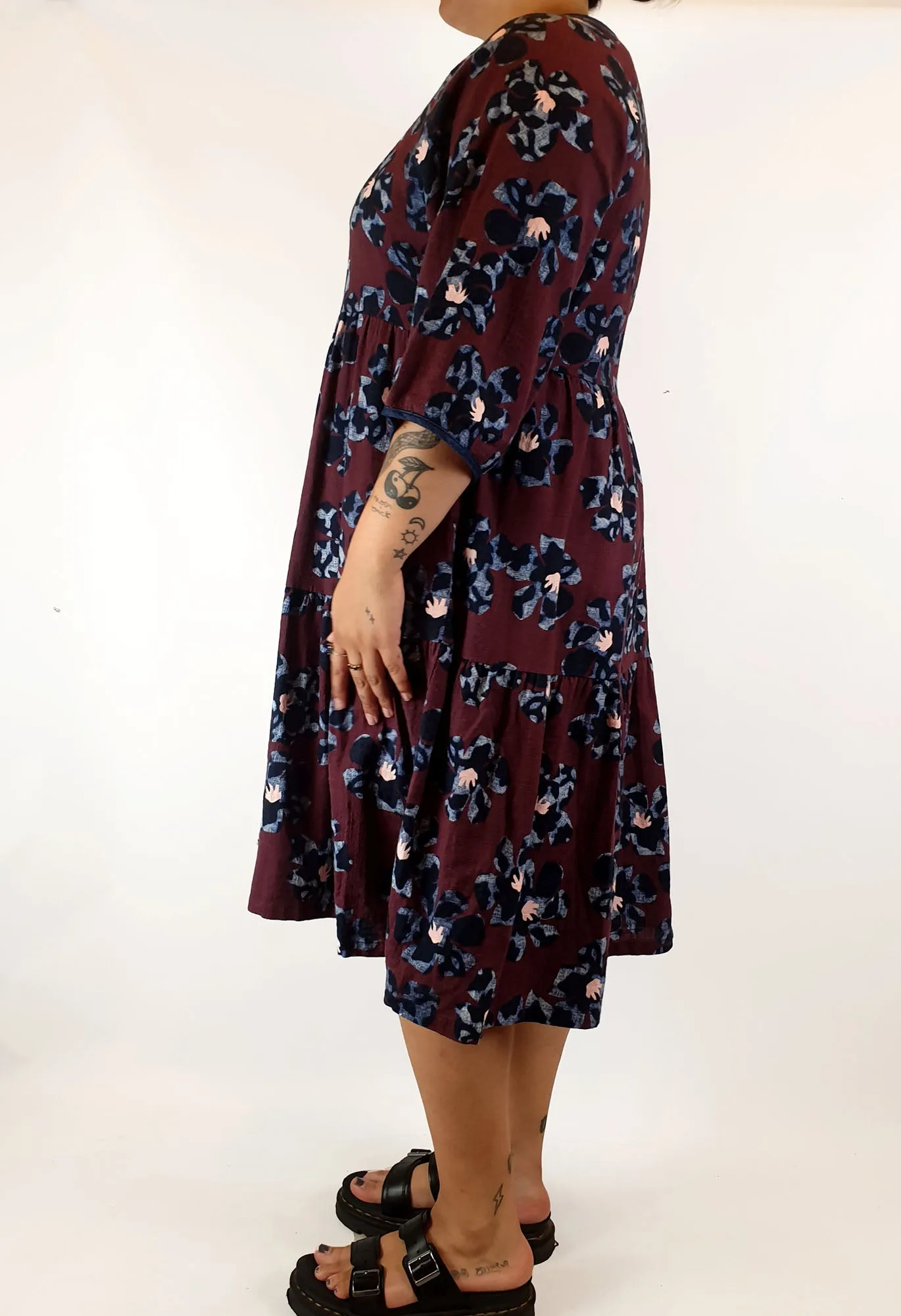 Gorman red flower 3/4 sleeve cotton dress size 14