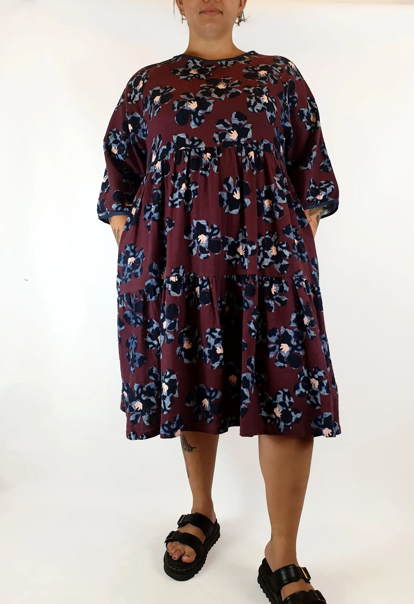 Gorman red flower 3/4 sleeve cotton dress size 14