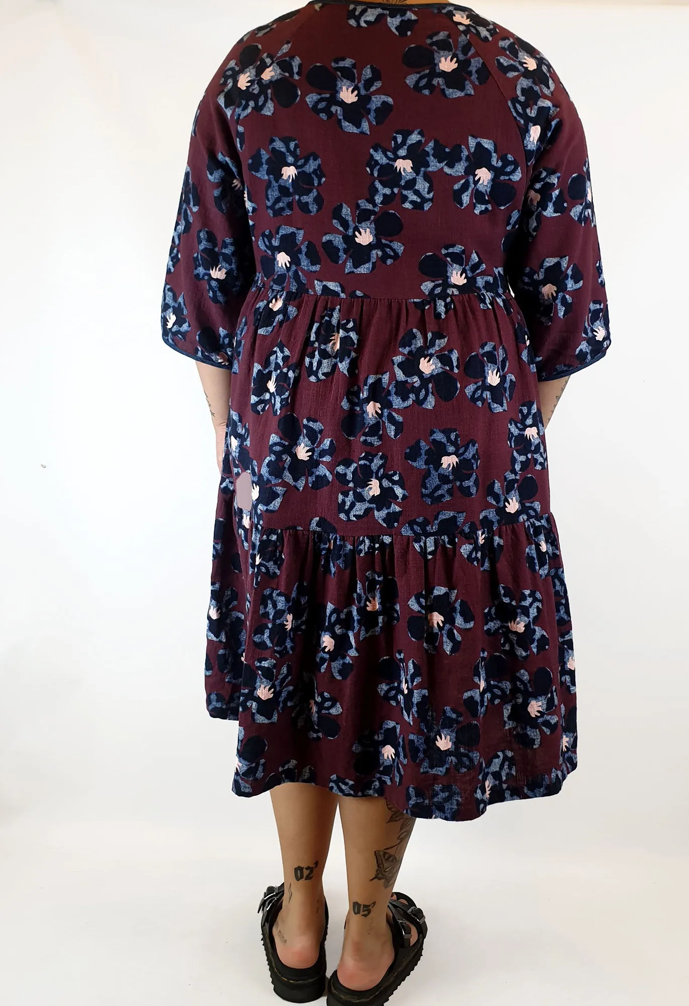 Gorman red flower 3/4 sleeve cotton dress size 14