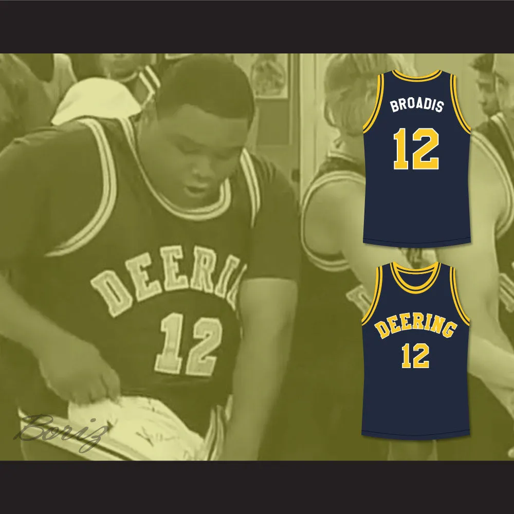 Hang Time Teddy Broadis 12 Deering Tornados High School Basketball Jersey
