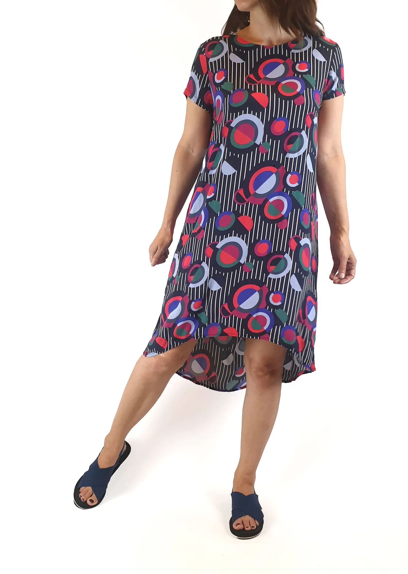 Harvest Lane pretty and unique rayon tee shirt style dress size 8