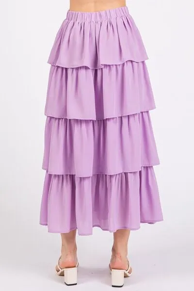 Hazel Blues® |  Mittoshop Chiffon Ruffle Layer Elastic Waist Midi Skirt