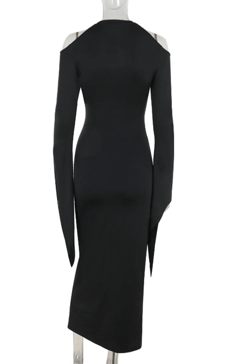 HBS1333 Witchy Bell Sleeve Slit Dress