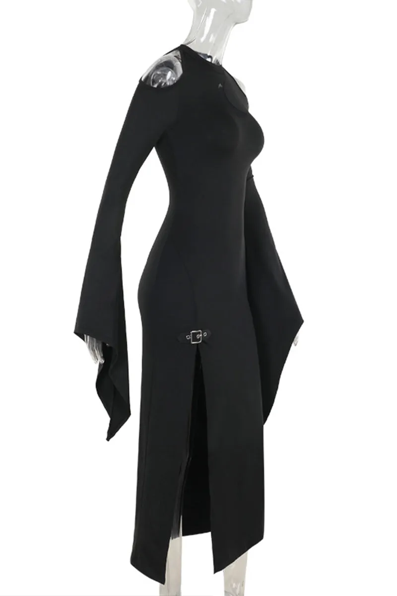 HBS1333 Witchy Bell Sleeve Slit Dress