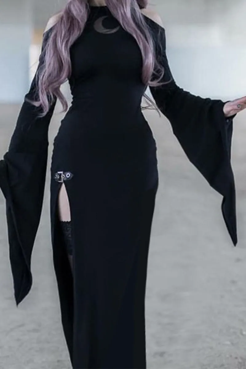 HBS1333 Witchy Bell Sleeve Slit Dress