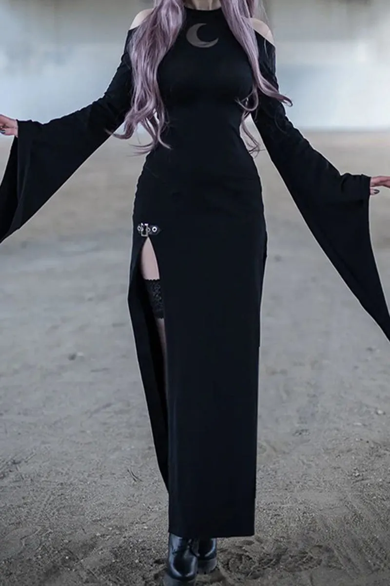 HBS1333 Witchy Bell Sleeve Slit Dress