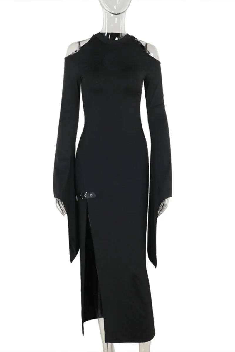 HBS1333 Witchy Bell Sleeve Slit Dress