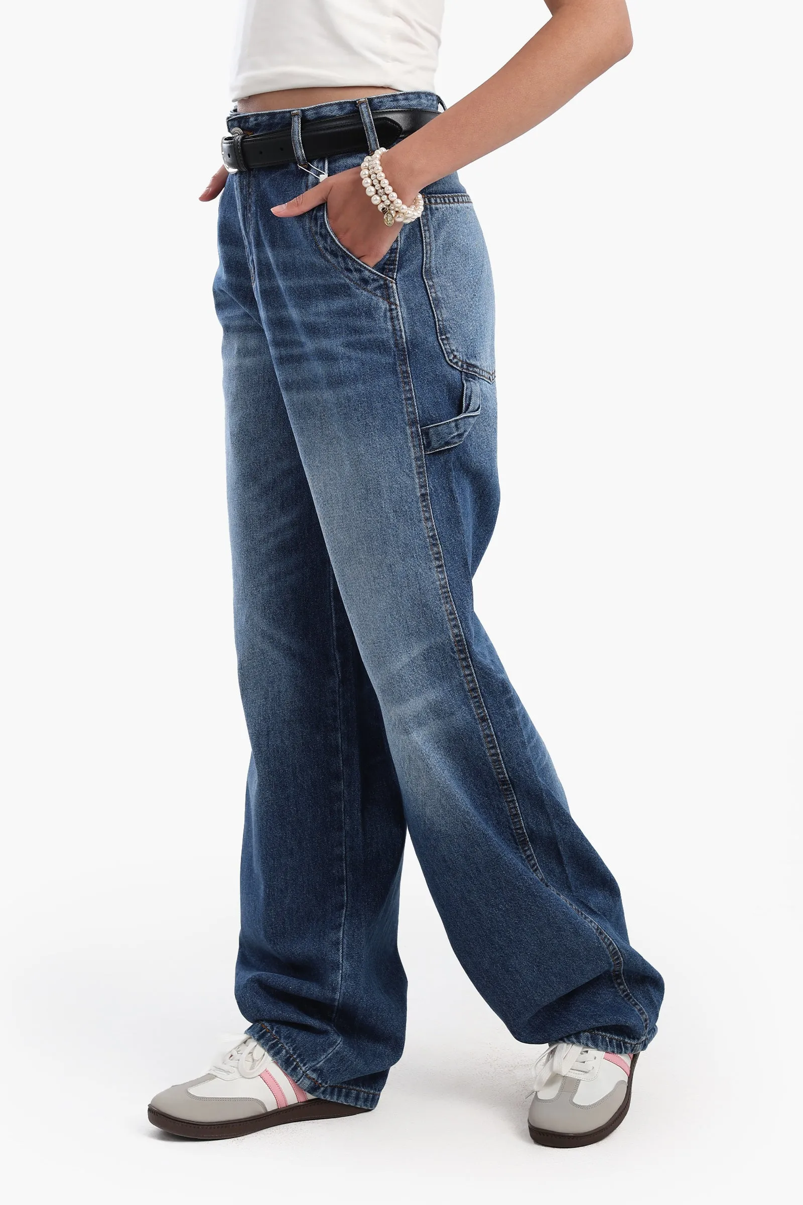 High Waist Washed Jeans
