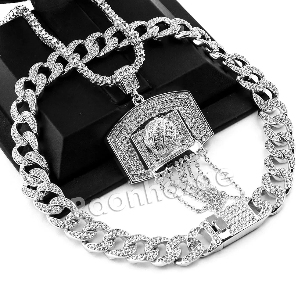 Hip Hop Quavo Basketball Miami Cuban Choker Chain Tennis Necklace L50