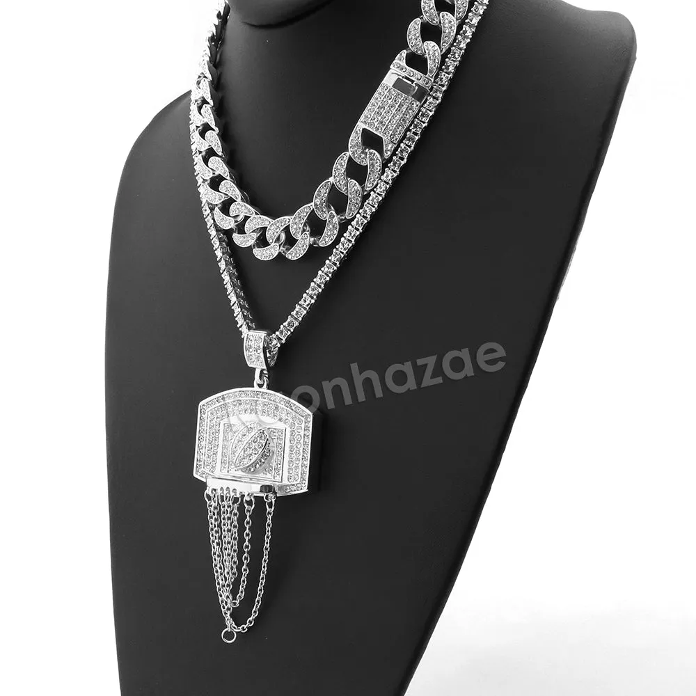 Hip Hop Quavo Basketball Miami Cuban Choker Chain Tennis Necklace L50