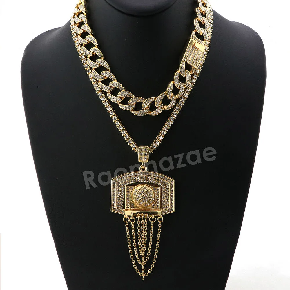Hip Hop Quavo Basketball Miami Cuban Choker Chain Tennis Necklace L50