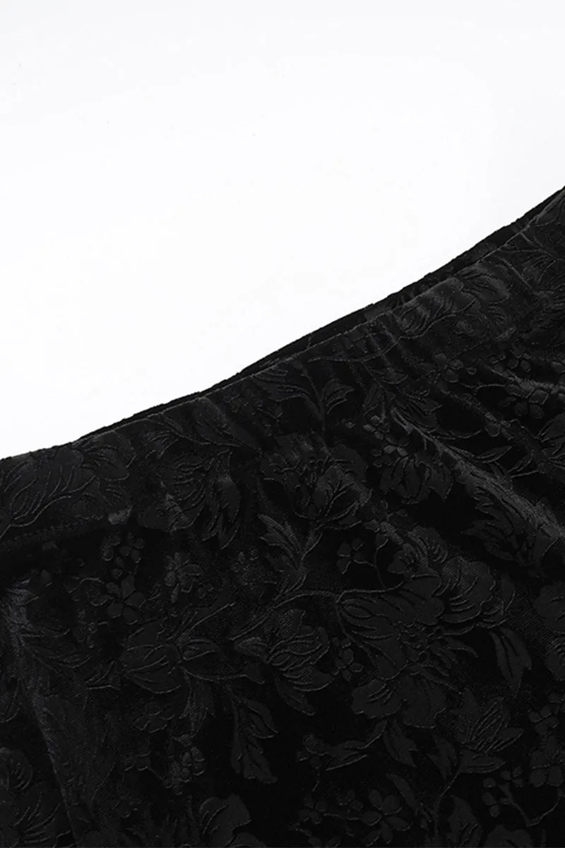 HQS1322 Gothic Velvet Slit Skirt