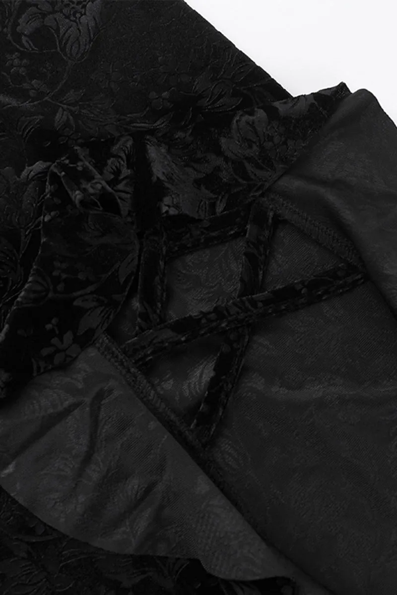 HQS1322 Gothic Velvet Slit Skirt