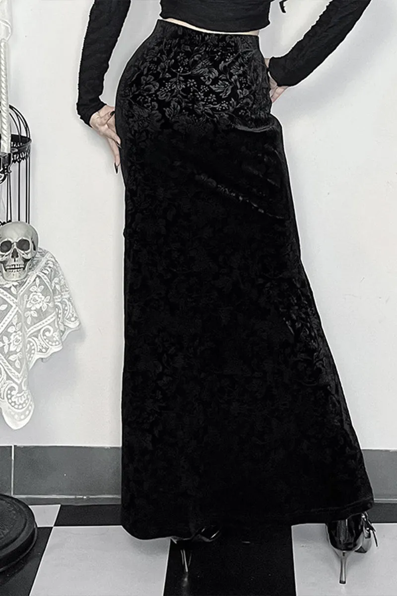 HQS1322 Gothic Velvet Slit Skirt