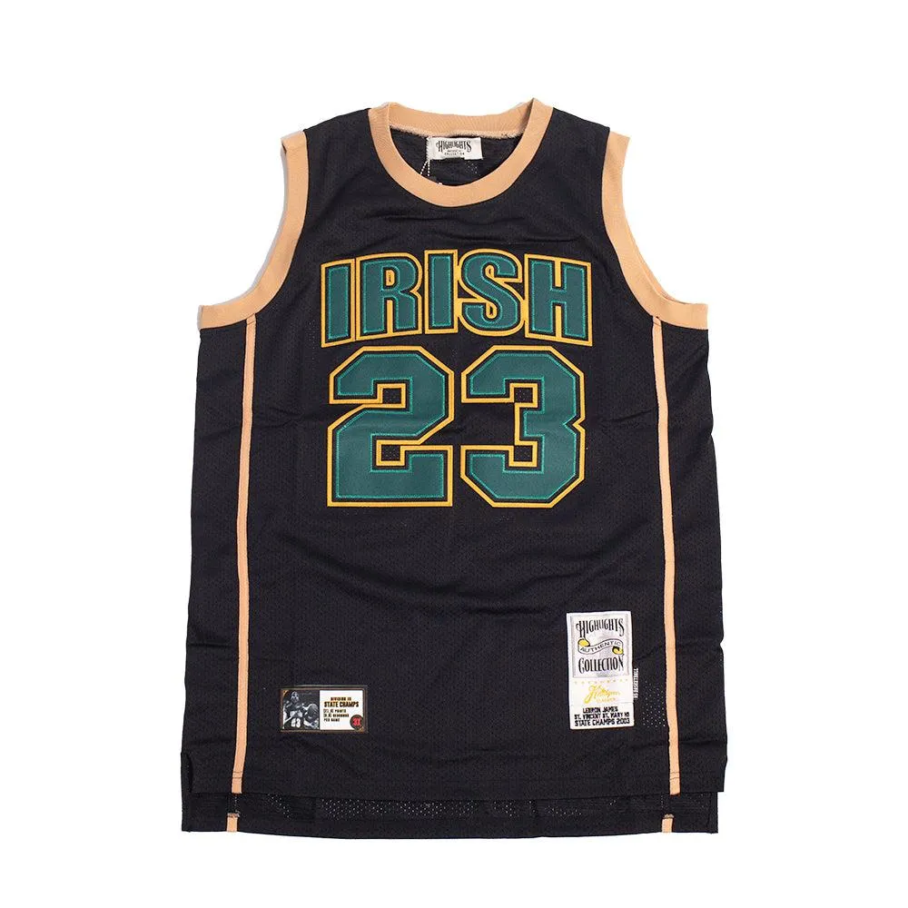 IRISH LEBRON JAMES AUTHENTIC YOUTH BASKETBALL JERSEY (BLACK)