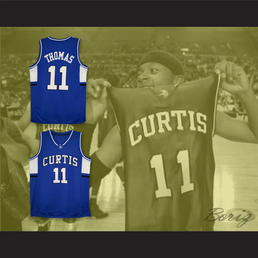 Isaiah Thomas 11 Curtis Senior High School Vikings Blue Basketball Jersey