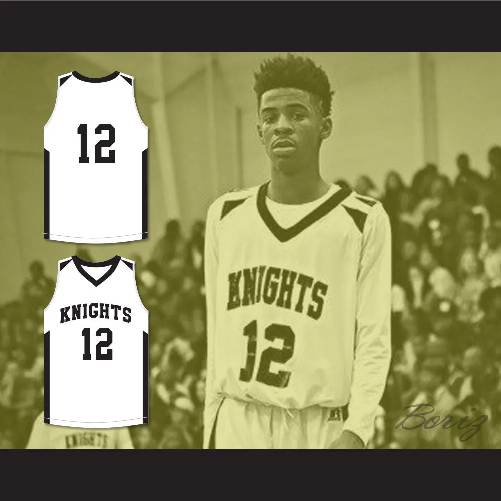 Ja Morant 12 Crestwood High School Knights White Basketball Jersey 1