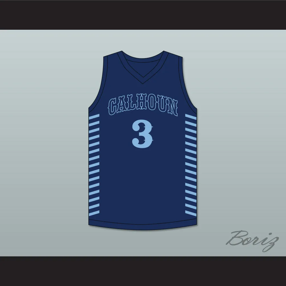 JD Davison 3 Calhoun High School Tigers Navy Blue Basketball Jersey 2