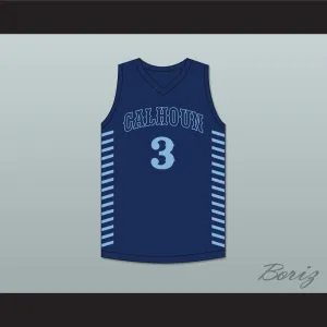 JD Davison 3 Calhoun High School Tigers Navy Blue Basketball Jersey 2