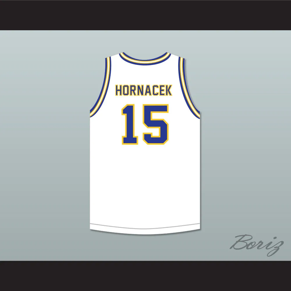 Jeff Hornacek 15 Lyons Township High School Lions White Basketball Jersey 2