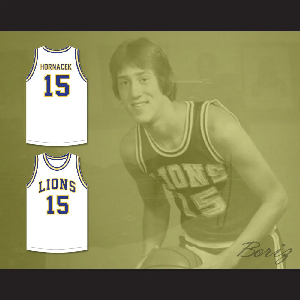 Jeff Hornacek 15 Lyons Township High School Lions White Basketball Jersey 2