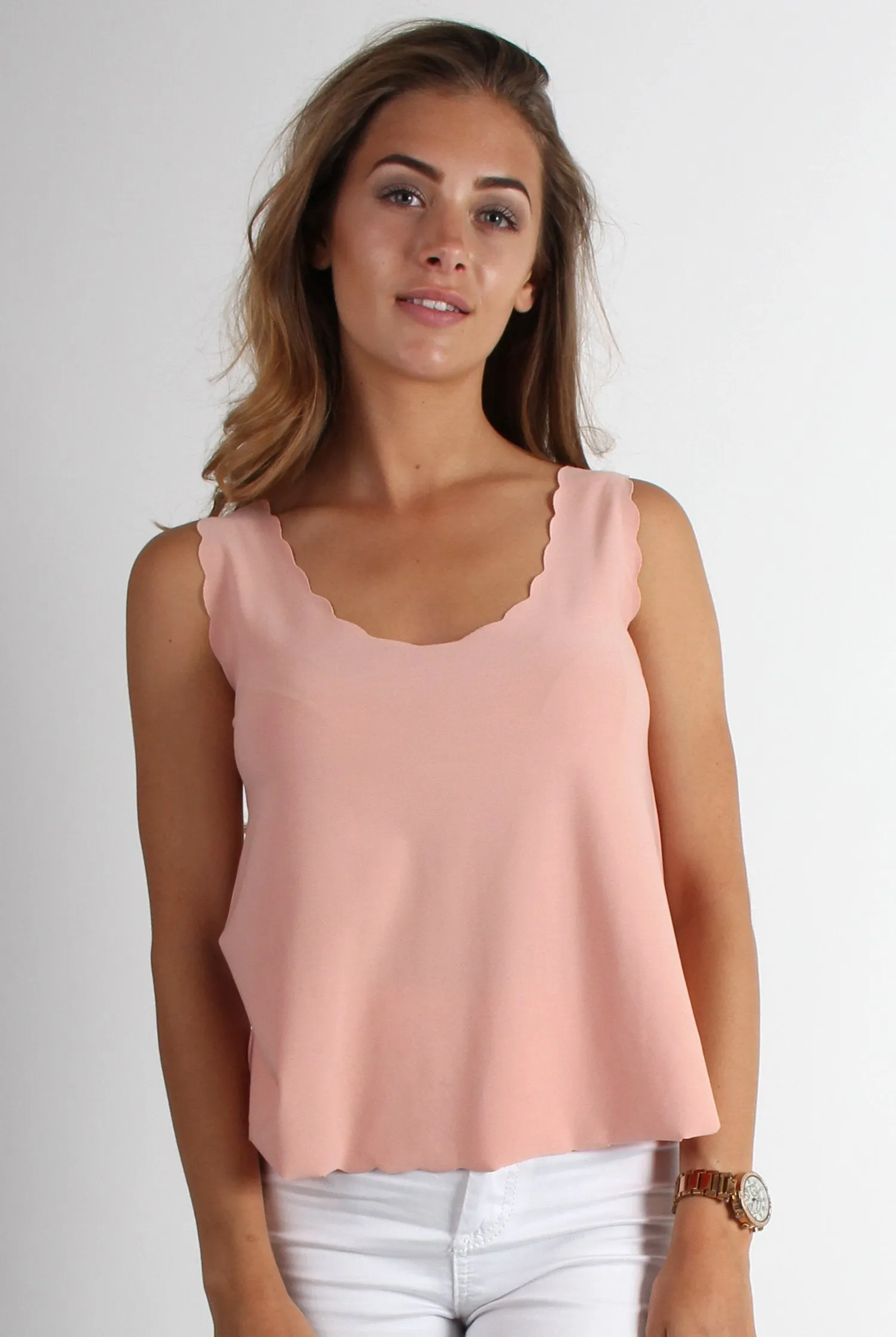 Jemima scallop vest Dusky Pink