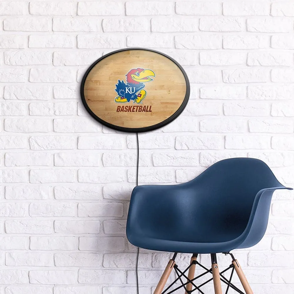 Kansas Jayhawks: Hardwood - Oval Slimline Lighted Wall Sign