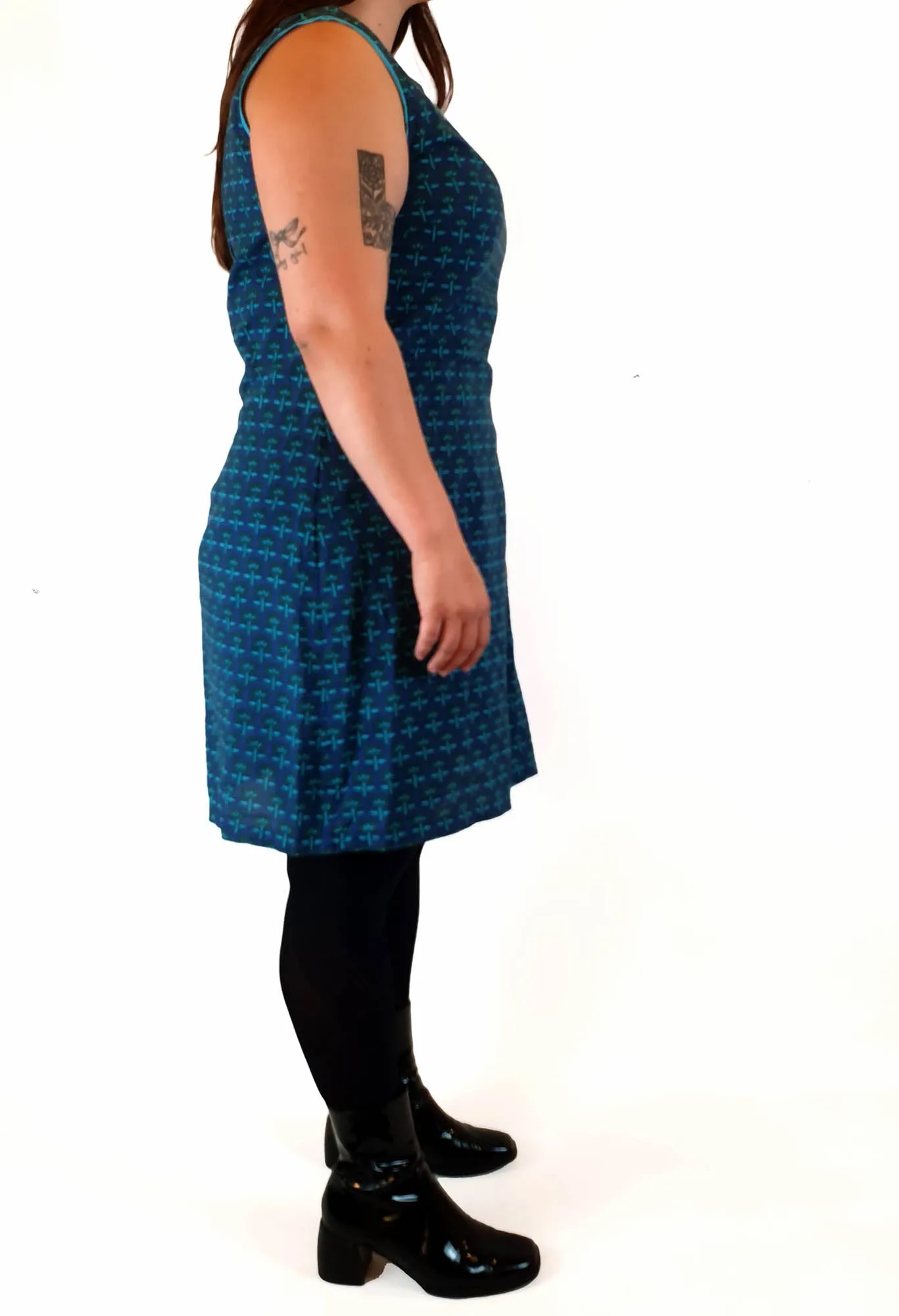 Karma East blue print sleeveless dress size XXL (small fit, best fits size 14-16)