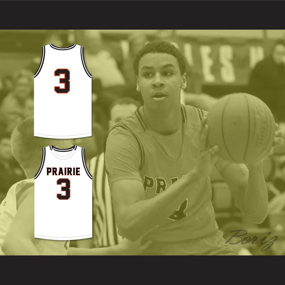 Keegan Murray 3 Prairie High School Hawks White Basketball Jersey 1