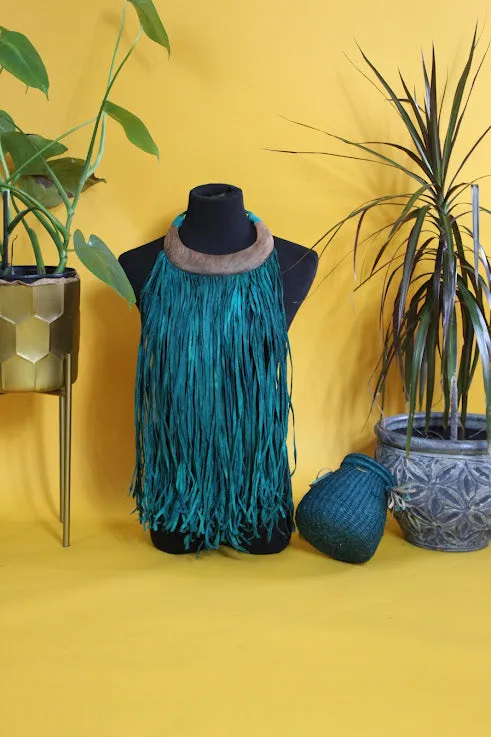 Kendara Fringe Leather and Wood Bib
