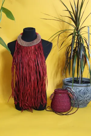 Kendara Fringe Leather and Wood Bib