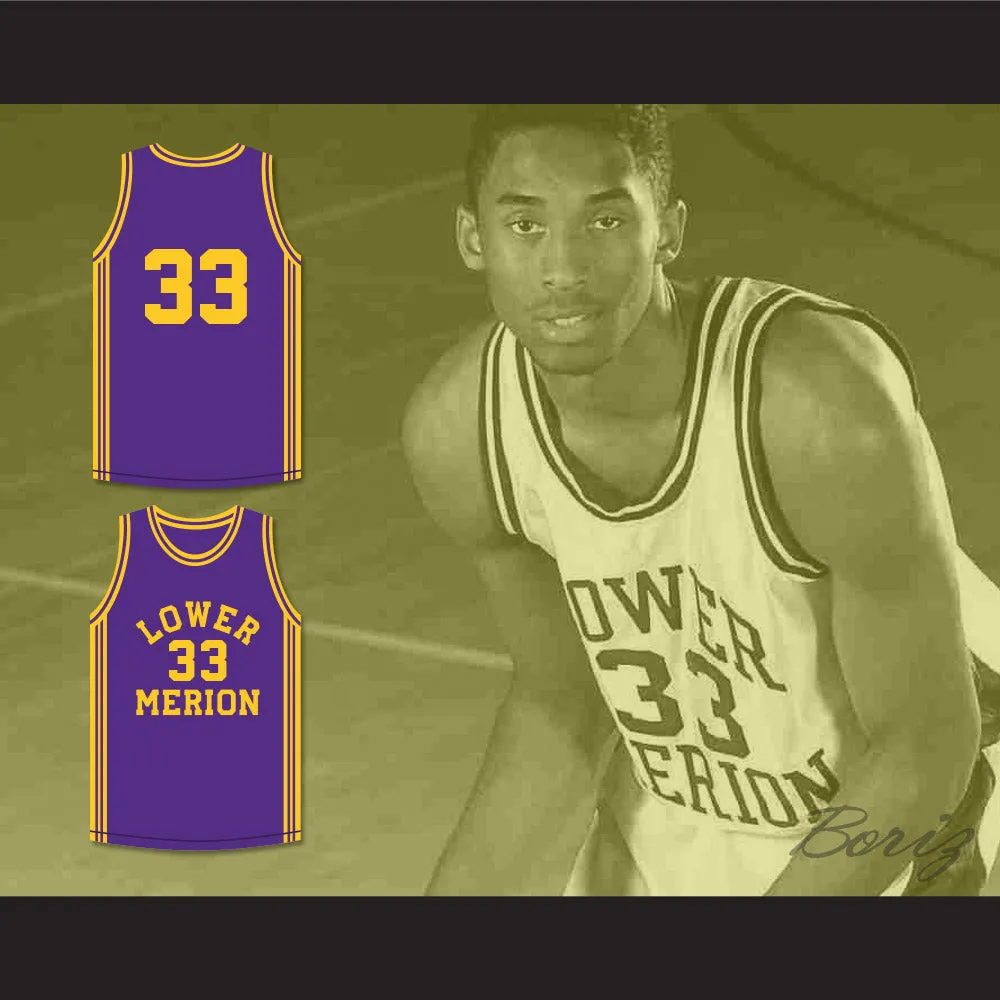 Kobe Bryant 33 Lower Merion High School Aces Purple Basketball Jersey 1
