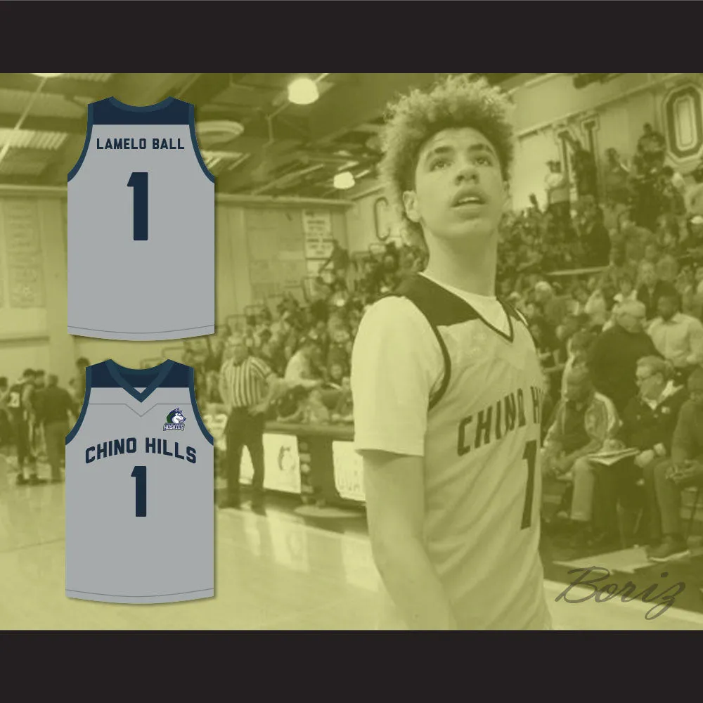 LaMelo Ball 1 Chino Hills Huskies Gray Basketball Jersey with Patch