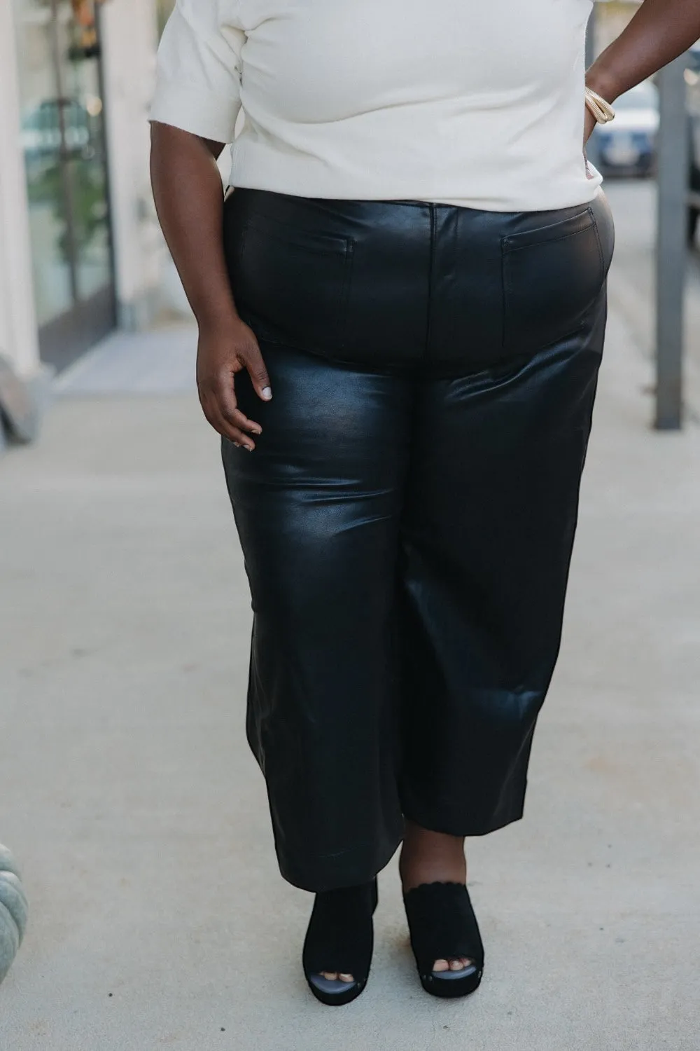Lennon Black Wide Leg Leather Pants (XS-3XL)