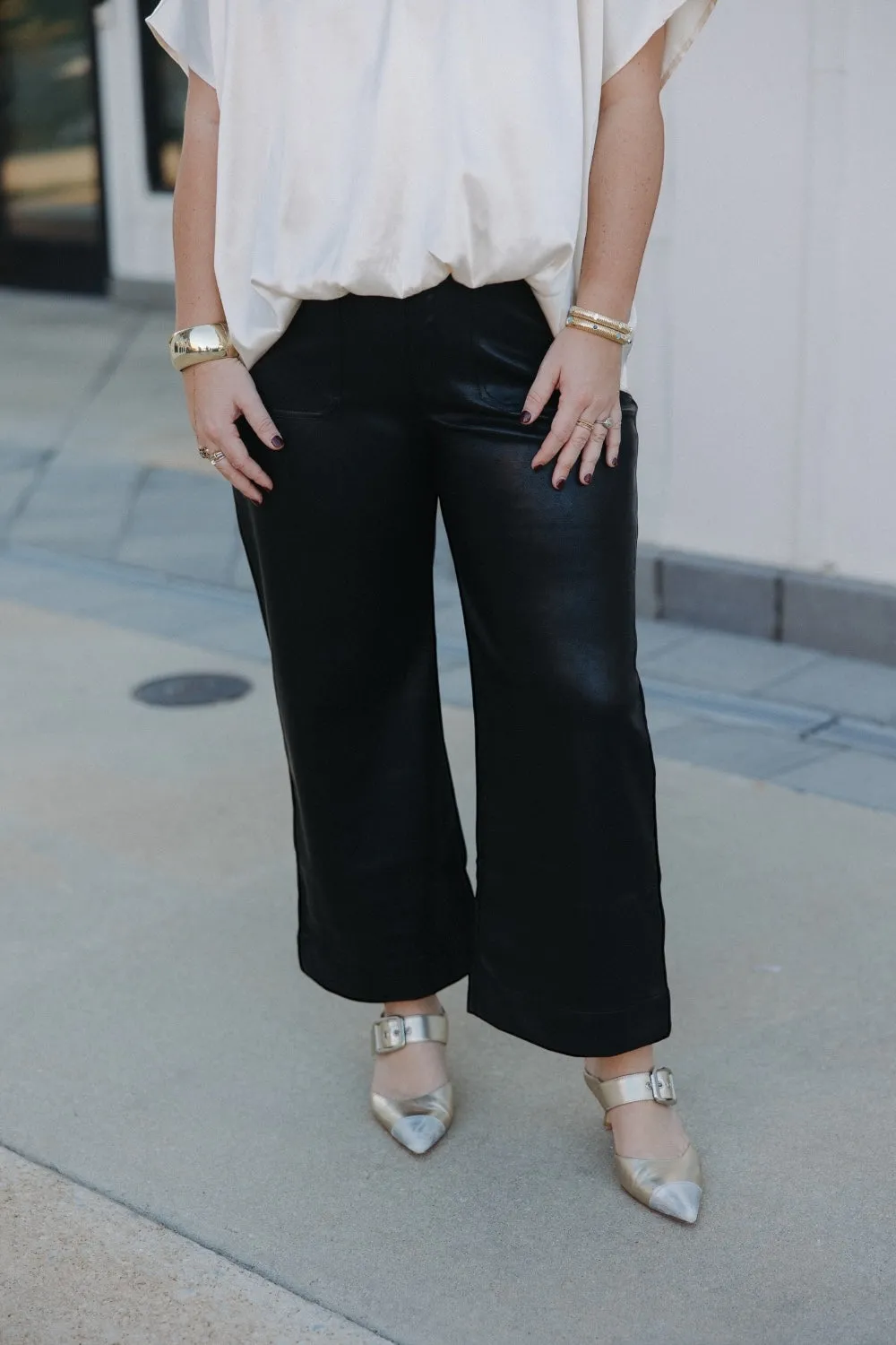 Lennon Black Wide Leg Leather Pants (XS-3XL)