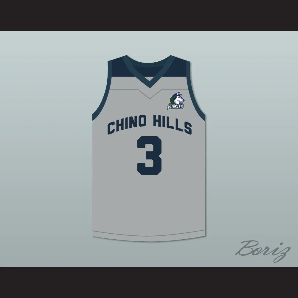 LiAngelo Ball 3 Chino Hills Huskies Gray Basketball Jersey with Patch