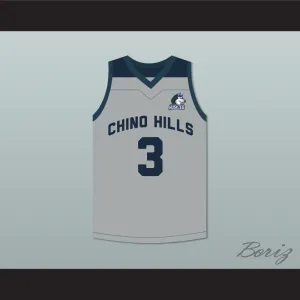 LiAngelo Ball 3 Chino Hills Huskies Gray Basketball Jersey with Patch